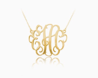 30% OFF! Personalized Monogram Necklace in Sterling Silver • Monogram Initials Necklace • Initials Necklace • Bridesmaid Gift • NH10