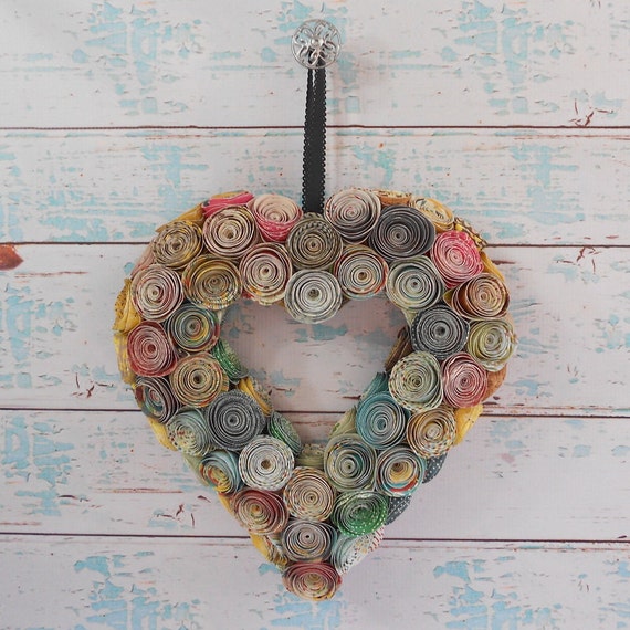 Valentines Day Wreath - Paper Rose Heart Wreath - Stock Card Paper ...