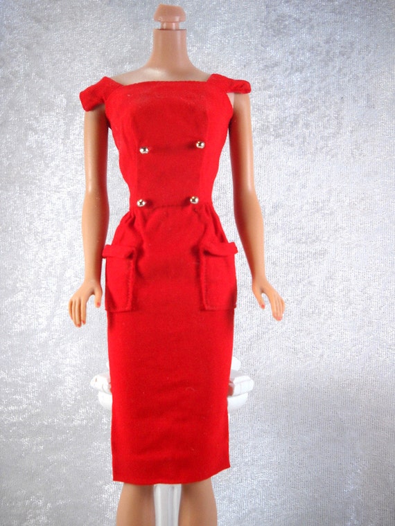 vintage barbie red sheath dress