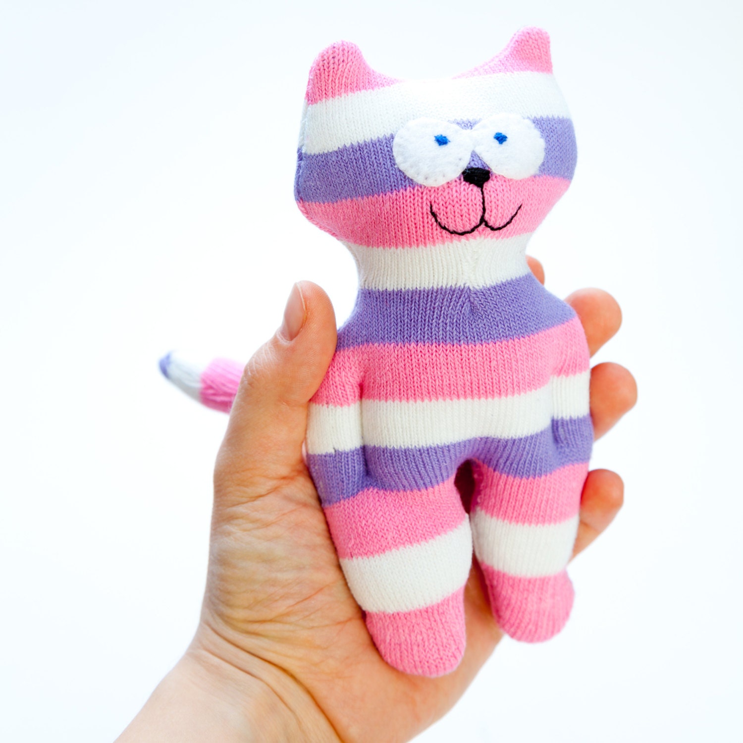 Cat Sock Toy Stuffed Animal Doll Small by moniminiart on Etsy