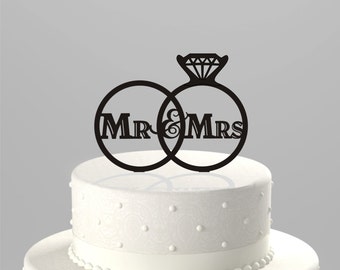 Wedding rings cake topper