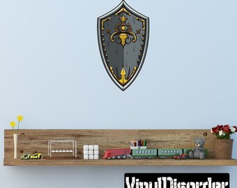 Sheild Wall Decal - Wall Fabric - Vinyl Decal - Removable and Reusable - ShieldUScolor004ET