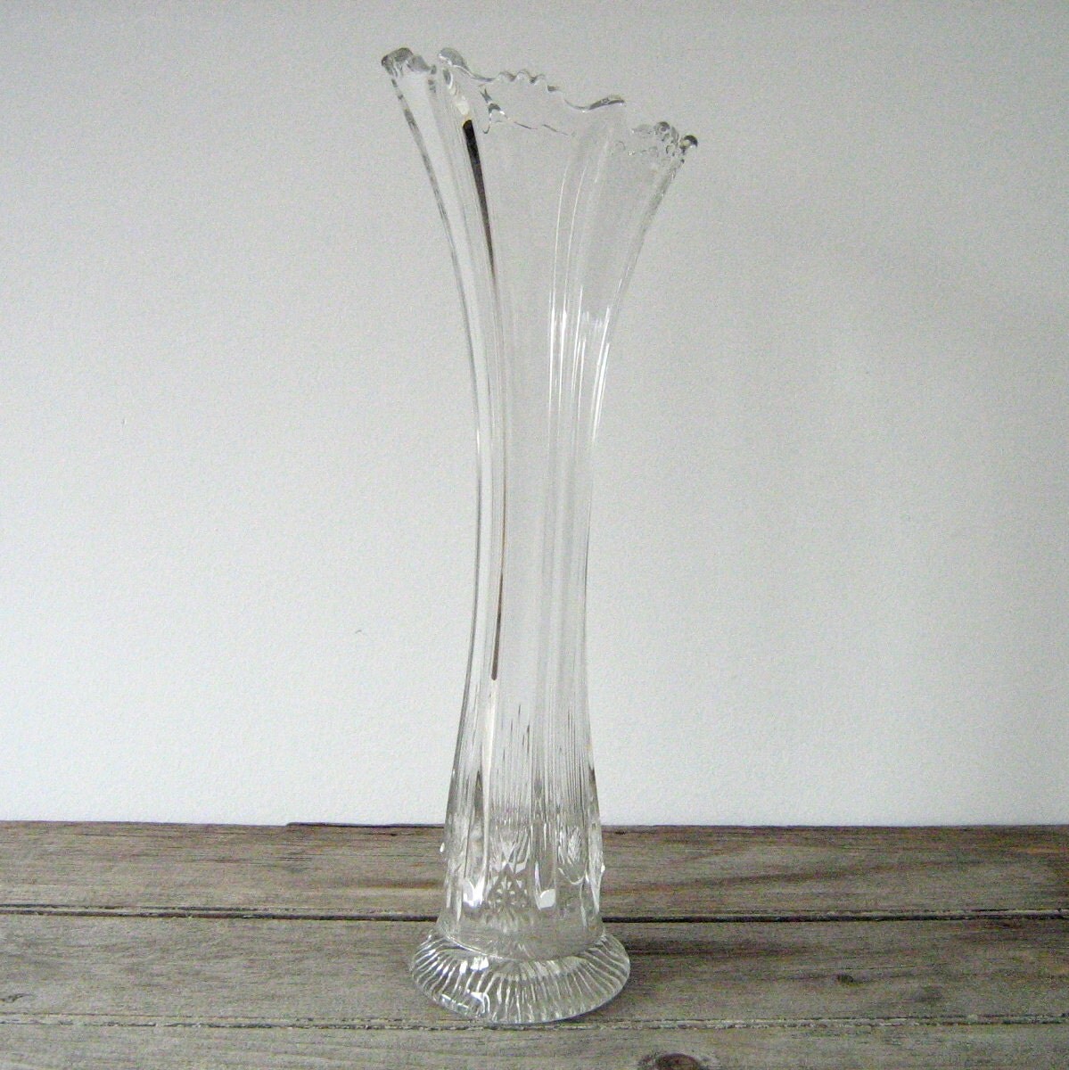 Antique Depression Glass Vase Tall Clear Glass Vase