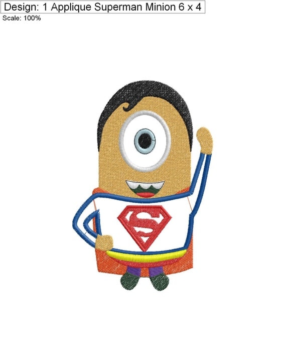 Items similar to Applique Superman Minion 6x4 on Etsy