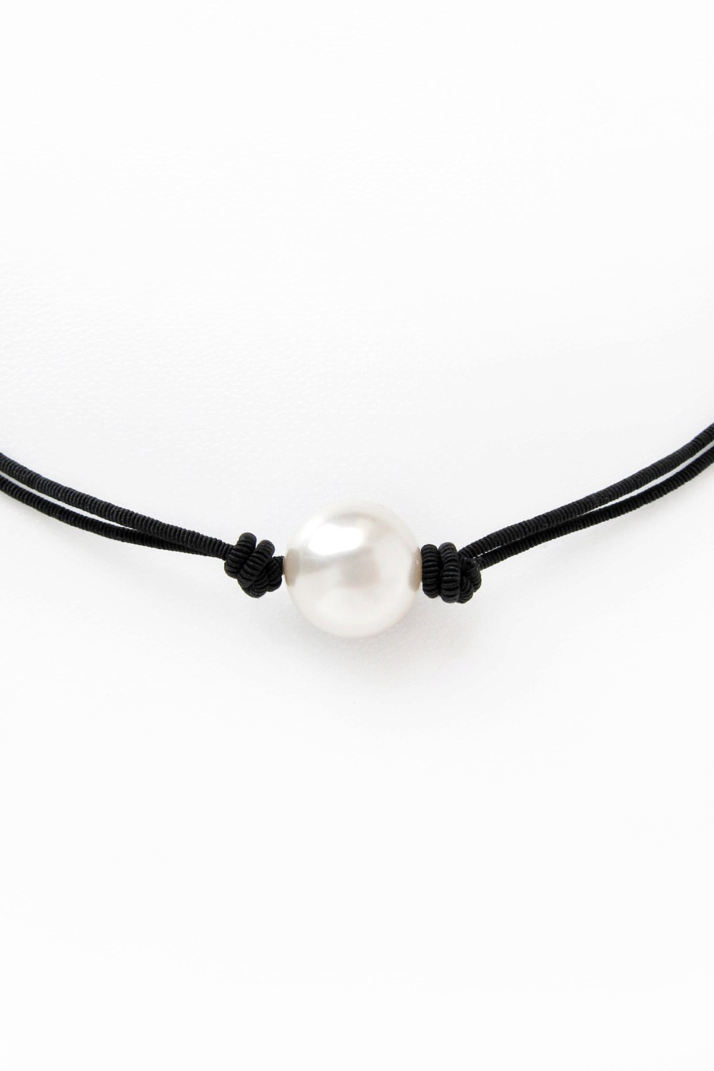 White Pearl Choker Necklace Pearl Black String Choker Faux