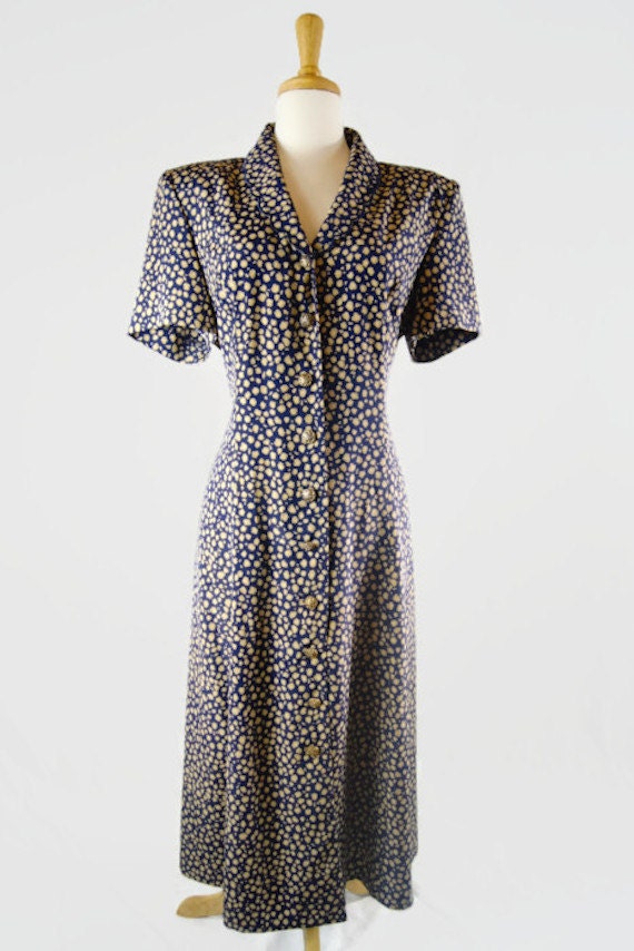 Vintage Leslie Fay Floral Short Sleeve Day Dress