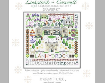 LANHYDROCK CORNWALL Counted Cross Stitch Sampler Kit by Riverdrift House