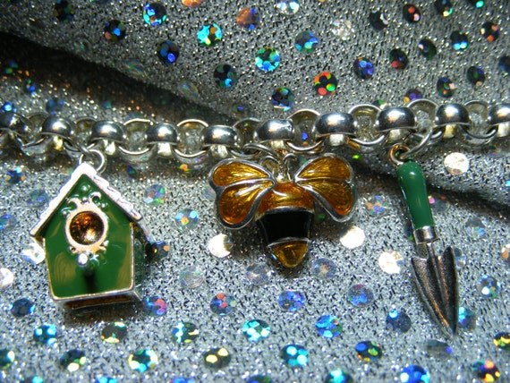 Sterling Silver Bloomingdale's Garden themed Charm bracelet