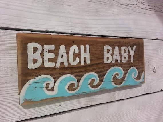 Sign Beach signs Reclaimed Wood Rustic Baby Hand   rustic beach  Boy for Great Wood Painted