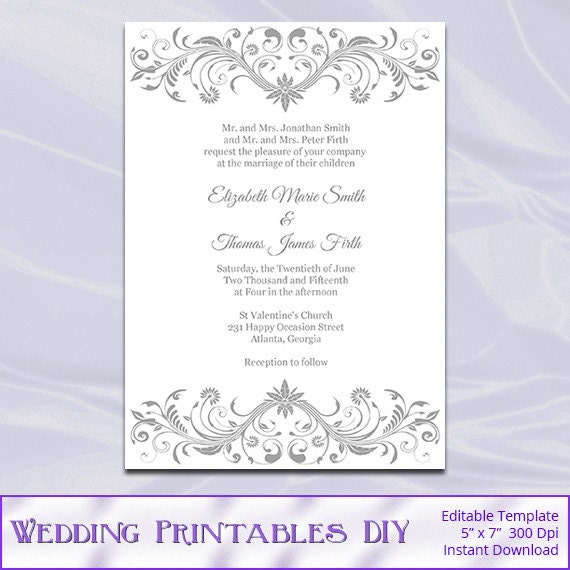 Silver Wedding Invitations Templates 1