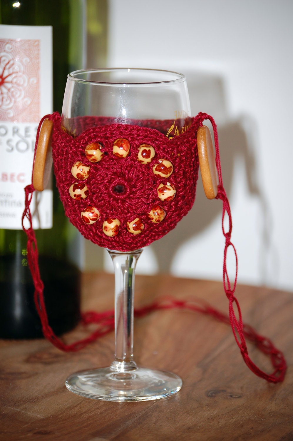 Wine Glass Holder Lanyard Necklace Wine by CrochetByRKDesigns
