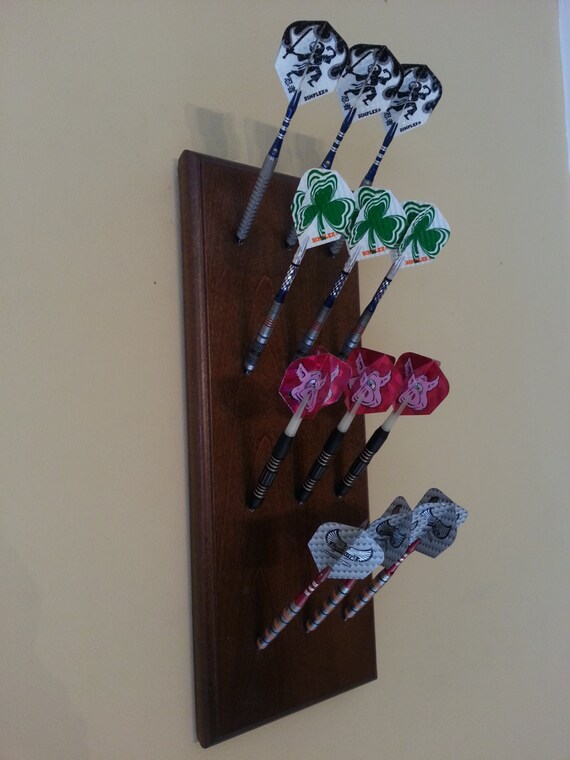 Custom made wooden dart holder display rack by CustomDarts on Etsy