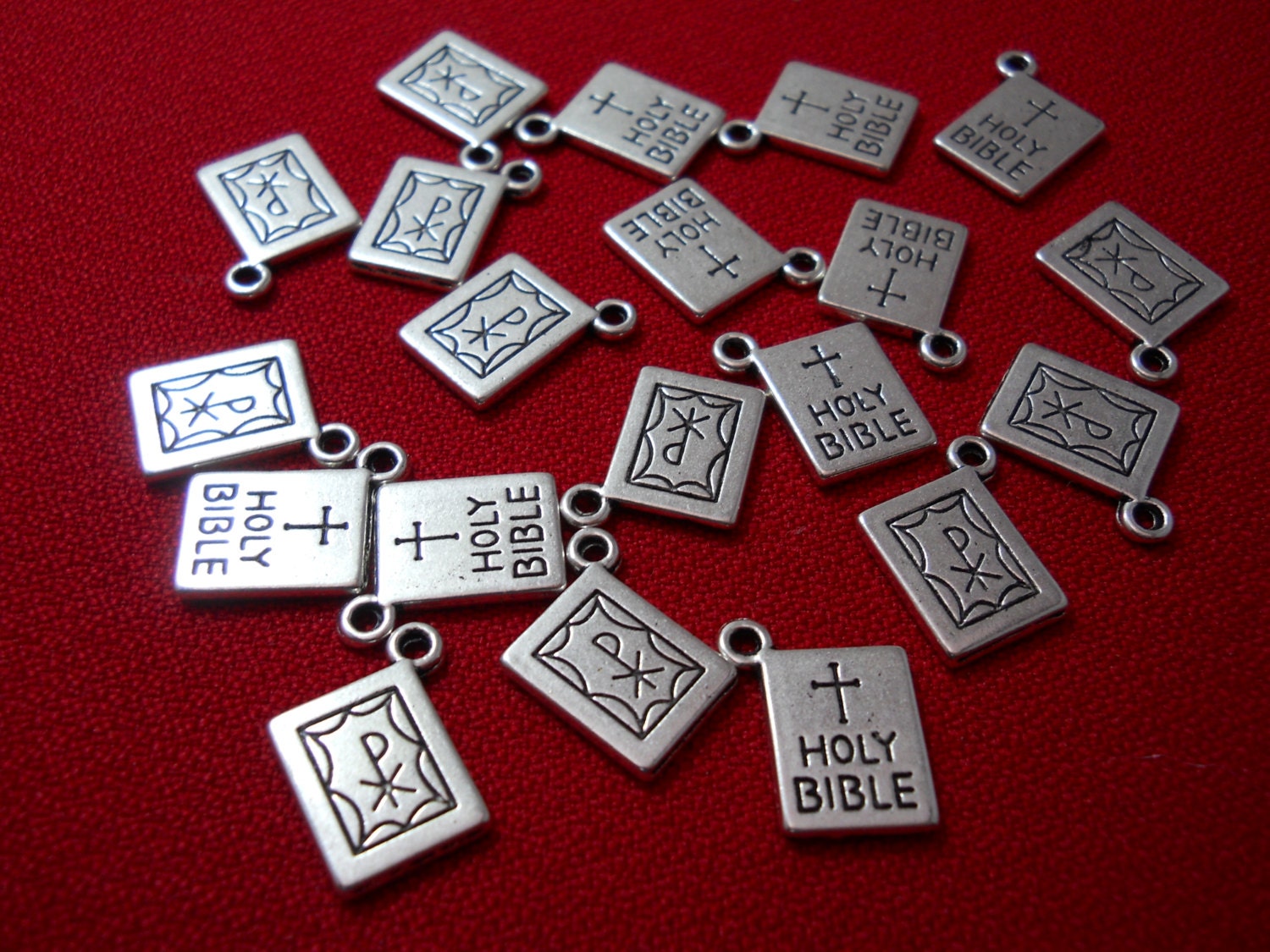 20 Holy Bible Charms Tibetan Silver Charm by BBCraftSupplies