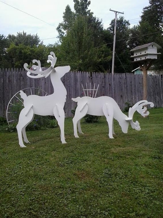 Outdoor  White Reindeer  Christmas  Wood Yard  Art lawn  Decoration 