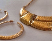 Fitbit Necklace and Earring Jewelry Set for FitBit Flex - JESSICA Hammered Gold Fitbit Jewelry - FREE SHIPPING