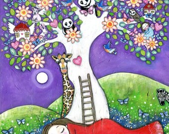 Childrens Wall Decor childrens wall art summer tree folk art painting kids wall Childrens Wall Decor childrens wall art summer tree folk art painting kids wall