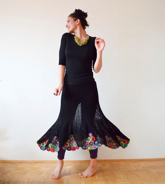Plus Size Clothing Summer Black Crochet Women's Skirt - MADE TO ORDER 