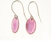 Pink enamel earrings, rustic jewelry, pastel earrings, hand enameled