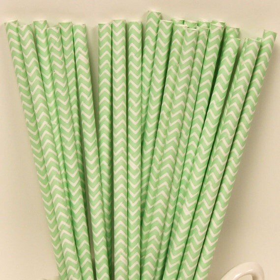 Paper Straw, 50 Mint Green CHEVRON ZIG ZAG Paper Straws, Chevron Paper Drink Straws, Wedding Straws, Pastel Green Straws, Party Paper Straws Il_570xn