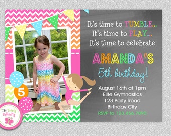 Gymnastics Birthday Invitation Gymnastics Birthday Party Invitations Printable