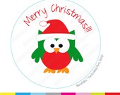 Chistmas Stickers, Christmas Owl PRINTED round Stickers, tags, Labels or Envelope Seals A919 Il_170x135