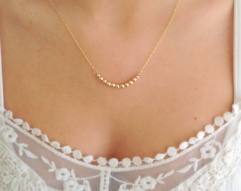 Gold necklace, Thin gold necklace, Tiny gold Necklace, Gold bead necklace, Everyday gold necklace, Minimalist gold necklace