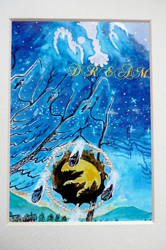 Native American Wolf art howling wolf watercolor art print