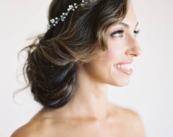 Pearl Hair Vine, Pearl Halo, Pearl Head Piece, Pearl Head Wrap, Pearl Headband, Beaded Halo, Beaded Head Piece, Crystal Headband, Boho Halo