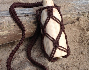 Macrame Water Bottle Holder in Brown