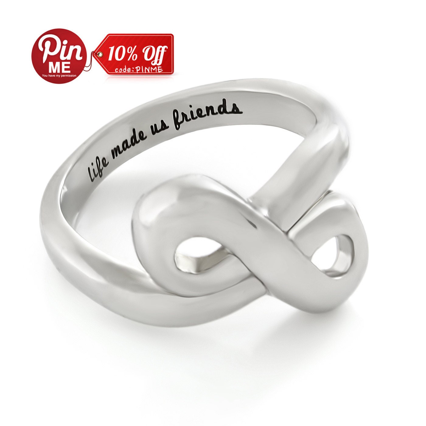 Friends Infinity Ring Promise Ring Double Infinity Symbol by Tzaro