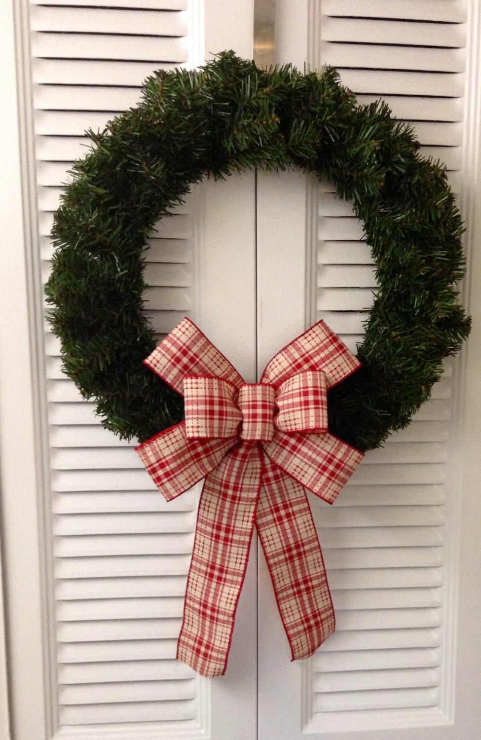 Small Plaid Bow/ Red & Cream Plaid Wreath Bow/ Handmade Holiday Bows/ Plaid Wreath Bow/ Small Plaid Bow/ Handmade Wreath Bows/ Gift Bows
