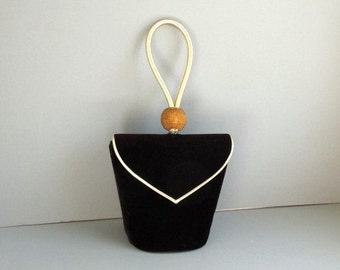 Vintage Deep Purple Velvet and Gold Leather Satchel Purse ...