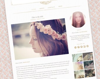 Vintage Blogger Template - Responsive Blog Template - Premade Blogger Theme - Retro Blog Template - Pink and Gold - Vintage Martha
