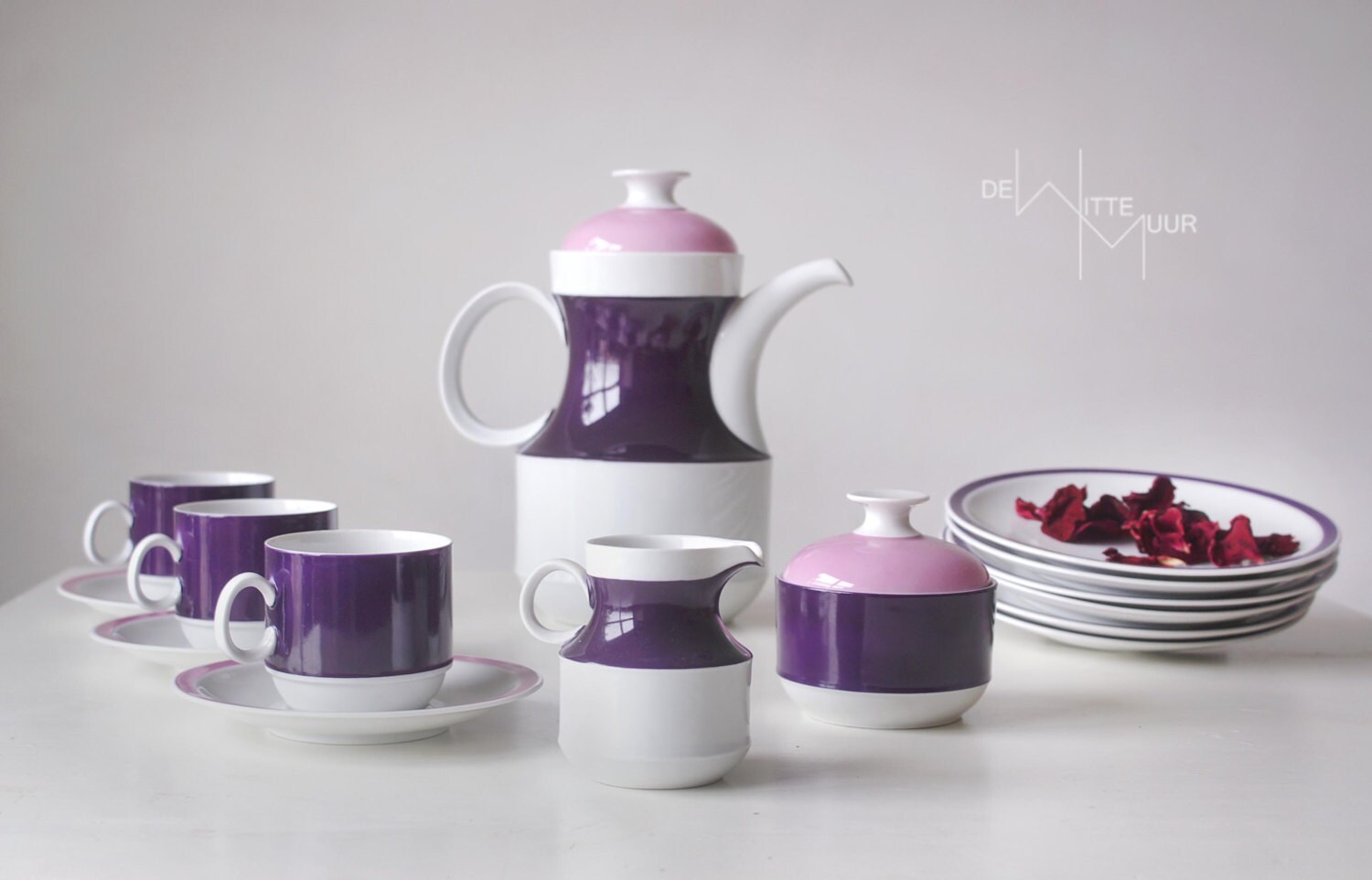 Bavaria Germany, tea set12 pieces, white porcelain with print in