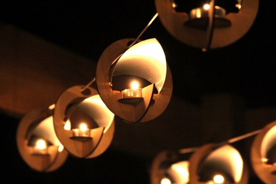 Skyboats: Hanging Lantern String Lights. Tealight Candle Lit