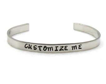 Customized Bracelet Cuff, Personalized Bracelet Cuff, Aluminum Cuff, Custom Cuff, Hand Stamped Cuff, Best Friends Cuff, Personalized Cuff