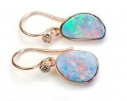 Opal Earrings, Opal Diamond Earrings, Australian Opal Earrings, Boulder Opal Earrings, Drop Earrings, Organic Earrings, OOAK, Nixin