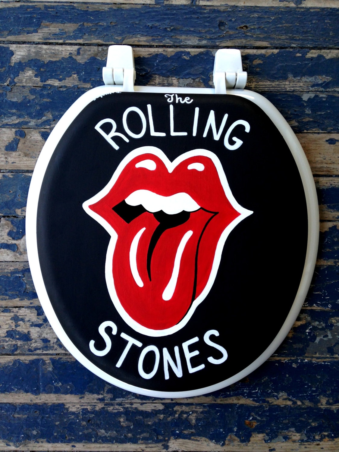 Rolling Stones Toilet Seat Hand Painted Red Lips Dad Grad Gift