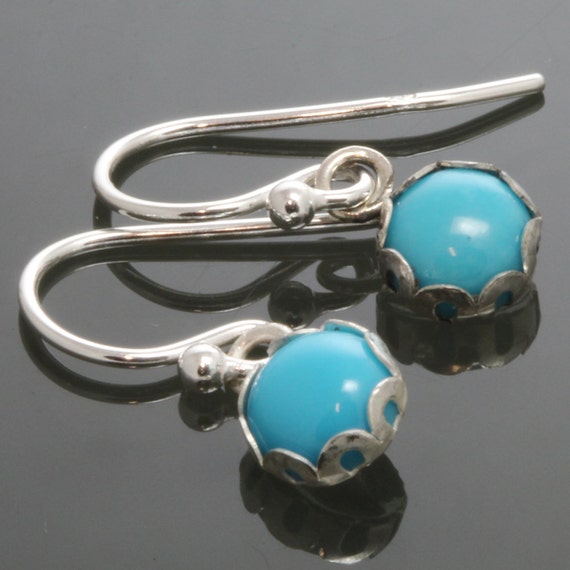 Sleeping Beauty Turquoise Earrings Sterling Silver Genuine