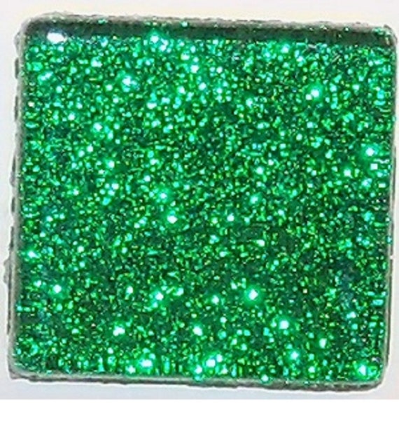 20 3/4 inch EMERALD GREEN Glitter Glass Mosaic Tiles