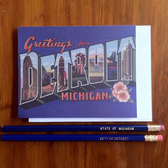 Greetings from Detroit 1920's Card Blank Inside