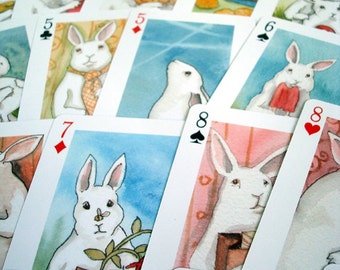Adorable White Rabbits Poker Playing Cards Deck