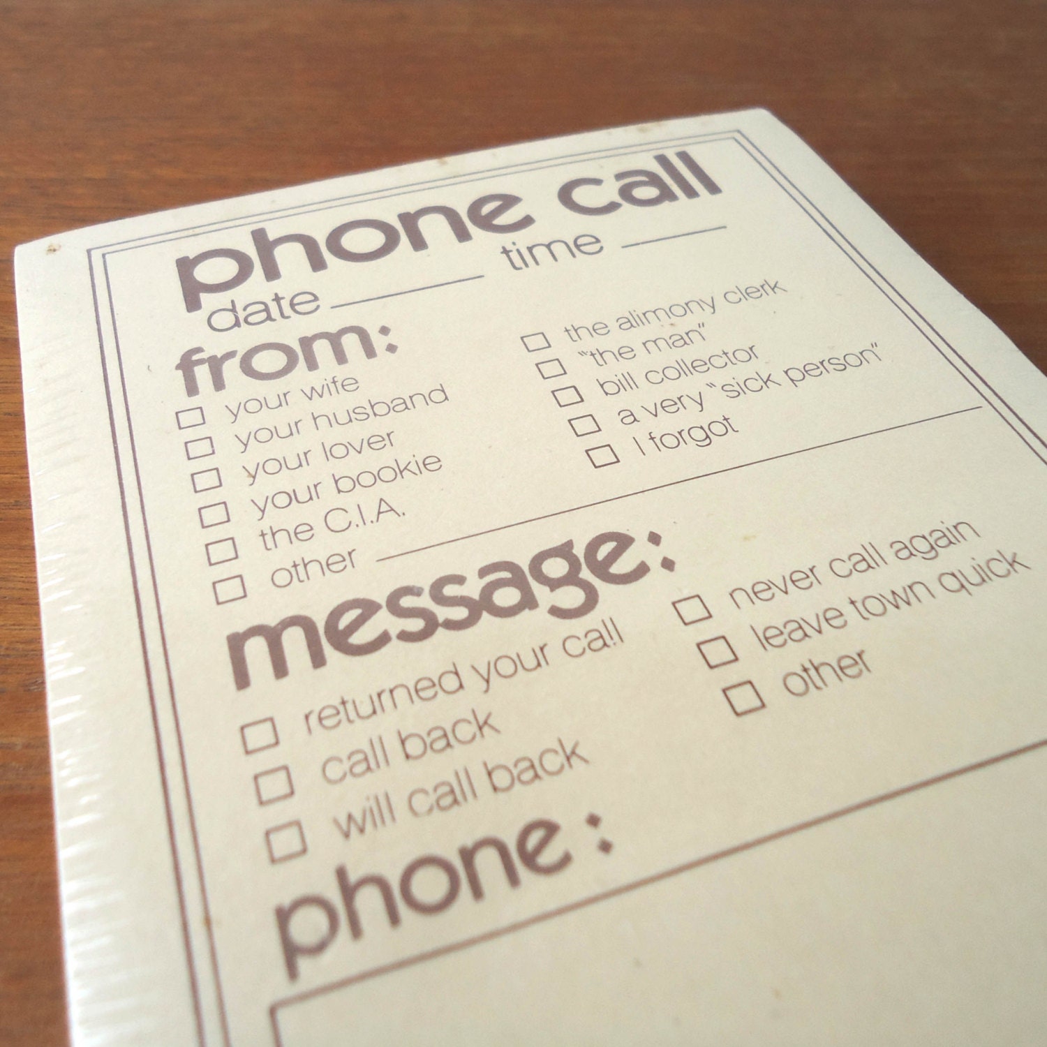 Funny Phone Message Pad FREE SHIPPING from eclecticamiami on Etsy Studio