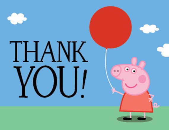 Peppa Pig Thank You Card Birthday Party Printable PDF