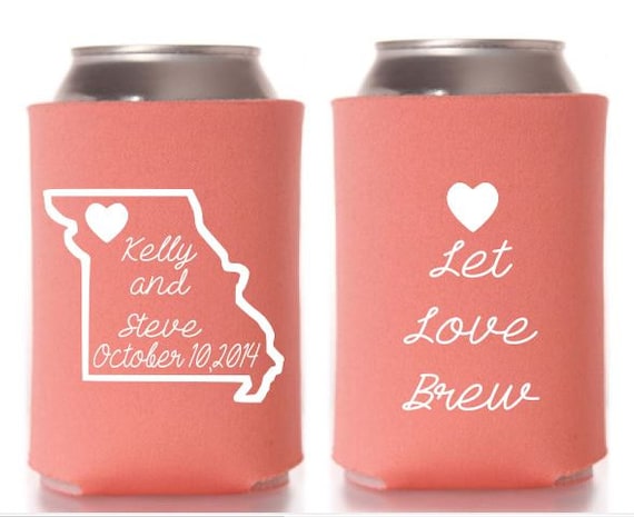200 Custom Wedding Koozies Favors Let Love Brew State Party Coozies Koozie Coozie 25 Colors