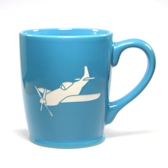 Airplane Mug Sky Blue Military Plane Coffee By BreadandBadger