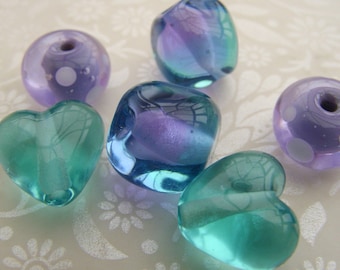 Lampwork Beads Purple and Blue Lilford