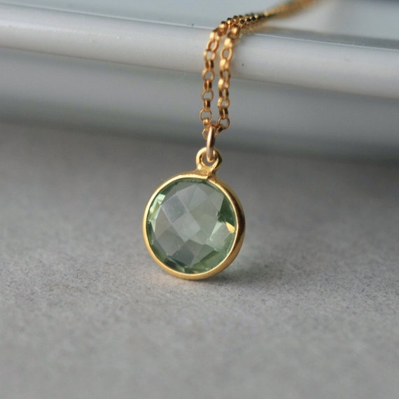 Sale Green Quartz Necklace Faceted Quartz Necklace