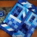 SALE, Modern Art Quilt Wall Hanging, Blue Dreams