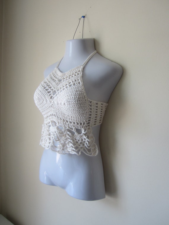 WHITE CROCHET TOP festival clothing bohemian boho gypsy